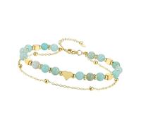 Xinsheinelry Pulsera artesanal de doble hilo con esfera de piedra tierna, diseño de corazón tierno, joyería natural, cadena modificable para mujer, One Size, como se describe