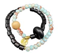 Xinsheinelry Pulsera de Cuentas budistas de Doble Bucle Hecha a Mano Cordón elástico para meditación Yoga Ropa Diaria Regalo Espiritual Cordón elástico de Madera Cuentas de oración de Madera