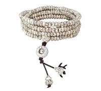Xinsheinelry Pulsera de cuentas de madera Bodhi multicapa, acabado natural, unisex, ajuste cómodo, accesorio espiritual, cuentas naturales Bodhi, One Size, como se describe