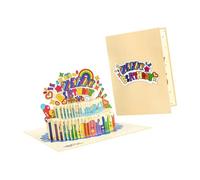 Xinsheinelry Tarjeta de felicitación artística plegable con notas en y sobre, tarjeta de invitación hecha a mano, regalo para cumpleaños emergente para y niños