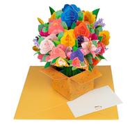 Xinsheinelry Tarjeta de felicitación para cumpleaños, Aniversario, Flores de, Rosas, Lirios, Girasoles, Tulipanes y claveles, Ramo emergente 3D, Tarjeta de felicitación