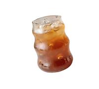 Xinsheinelry Taza de café de vidrio de borosilicato de diseño moderno con diseño acanalado para café helado y bebidas de té con burbujas de leche, vaso para bebidas