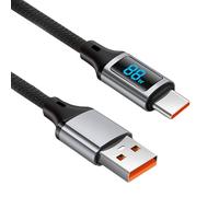 Xinsheinelry USB 60W Charging Cable with Real Time Power Display Nylon Braided Fast Data Transfer Suitable For Laptop Phone A To C Data Cable with Power Display