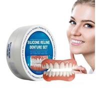 Xinshijie Silicone Reline Denture Set for Women,Silicone Soft Dentures Reline Kit Repair for Men and Women,Temporary False Teeth Venners, Full Denture Set,Snap On Veneers Teeth Top and Bottom