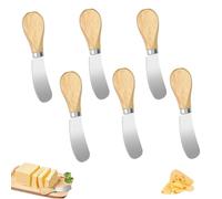 XINTANGXIA Juego de 6 Cuchillo de Mantequilla Esparcidor de Mantequilla de Acero Inoxidable con Mango de Madera Cuchillos de Queso Pequeños para Cortar o Untar