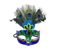 Xinwcanga Máscara con Plumas del Pavo Real para Halloween Disfraces de Cosplay Halloween de la Navidad (Azul, Talla única)