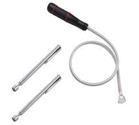 XINXINLOVEE 3 Piezas Varilla Magnética Telescópica Imán de Barra Fuerte Herramienta de Recogida Elevador Magnético Flexible Pinza de Agarre Cilíndrica Material Ferromagnético Color Plata