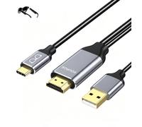 XinYaa Cable HDMI a USB C con adaptador de alimentación USB, 6.6 pies 4K a 60Hz HDMI macho a tipo C macho, compatible con MacB00k Pro, Mac Air, Nrea -l Air VR
