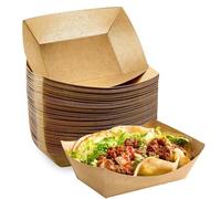 XinYangMao 50 Bandejas Alimentarias de Cartón Kraft - Resistentes a la Grasa, para Patatas Fritas Calientes, Snacks y Macarons - Para Finger Food, Catering, Food Truck y Fiestas