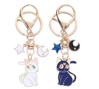 XinYangMao Set de Llaveros Sailor Moon con Gato Luna y Cristal Mágico, Colección de 2 Piezas para Fans del Anime, Bolsos, Llaves y Mochilas de Chicas Adolescentes