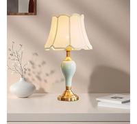 XINYASEE lámpara de mesa de cerámica moderno,Lampada da tavolo rivestita in tessuto,Lámpara de noche minimalista,E27lámpara de cabecera,lámpara de mesilla de noche para dormitorio, salón (A)