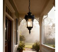 XINYASEEsta lámpara de cristal vintage es resistente al agua y apta tanto para interiores como para exteriores, ideal para la iluminación decorativa de jardines y comedores al aire libre(B-Negro)