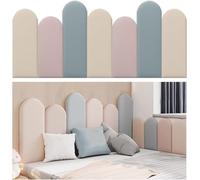 Xinyilau Acolchado de Pared anticolisión 3D for niños, cabecero Autoadhesivo, Paneles autoadhesivos for Pared tapizada de Dormitorio/Sala de Estar(Beige+Pink+Blue,80X55cm)