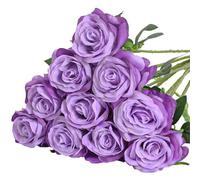 XINYIN 10pcs Realisitc Artificial Rose Flower with Long Stems Bridal Shower Decors Valentines Centerpieces Silk Flower Display Artificial Rose Wedding Bouquet