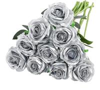XINYIN 10pcs Realisitc Artificial Rose Flower with Long Stems Bridal Shower Decors Valentines Centerpieces Silk Flower Display Artificial Rose Wedding Bouquet