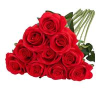 XINYIN 10pcs Realisitc Artificial Rose Flower with Long Stems Bridal Shower Decors Valentines Centerpieces Silk Flower Display Artificial Rose Wedding Bouquet