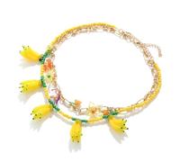 XINYIN Collar de cuentas apilables para mujer con dije de flor de plátano, joyería de resina ligera, casual, a la moda, hecha a mano, cadena de clavícula