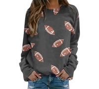 XINYIN De Algodón Manga Larga para Mujer Sudadera Informal con Cuello Visual Fútbol Traje Vacaciones Otoño Sudadera con Plan Temático Estampado Visual para Mujer