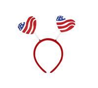XINYIN Diadema ligera para los días de la independencia con corazones y rayas dobles, accesorio elegante para el cabello para diademas de bandera de eventos patrióticos