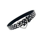 XINYIN Elegante cinturón de poliuretano con cierre de corazón adornado con estrellas para trajes casuales y formales, 4 opciones de color, cinturón con cierre de corazón, Black Belt White Fiv, Talla