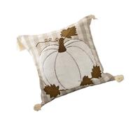 XINYIN Funda De Almohada Bordada con Calabaza Y Hojas De Otoño Funda De Cojín De Poliéster De Cosecha Otoñal para Sofá Dormitorio Decoración del Hogar Funda De Almohada Bordada De Temporada