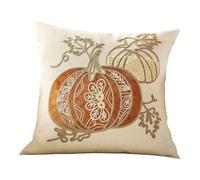XINYIN Funda De Almohada Bordada con Calabaza Y Hojas De Otoño Funda De Cojín De Poliéster De Cosecha Otoñal para Sofá Dormitorio Decoración del Hogar Funda De Almohada Bordada De Temporada