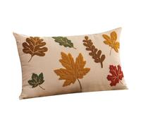 XINYIN Funda De Almohada Bordada con Calabaza Y Hojas De Otoño Funda De Cojín De Poliéster De Cosecha Otoñal para Sofá Dormitorio Decoración del Hogar Funda De Almohada Bordada De Temporada
