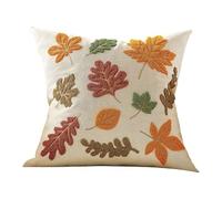 XINYIN Funda De Almohada Bordada con Calabaza Y Hojas De Otoño Funda De Cojín De Poliéster De Cosecha Otoñal para Sofá Dormitorio Decoración del Hogar Funda De Almohada Bordada De Temporada