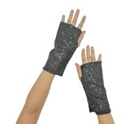 XINYIN Guantes de lentejuelas para fiestas, accesorios para eventos especiales y festivales de música, guantes sin dedos para escenario, hip-op, bailarina, fiesta, Negro, Talla única