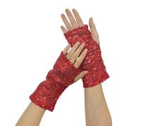 XINYIN Guantes de lentejuelas para fiestas, accesorios para eventos especiales y festivales de música, guantes sin dedos para escenario, hip-op, bailarina, fiesta, rosso, Talla única