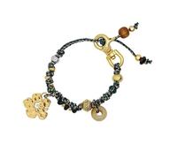 XINYIN Handmade Hibiscus Flower Woven Bracelet Stylish Jewelry Gift Multifunctional Keychain Design Wrist Chain Multifunctional Alloy Bead Bracelet