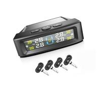 XINYIN TPMS - Sistemas de presión de neumáticos para coche, sistema de alarma solar alimentado por USB, 4 sensores, pantalla digital, presión de neumáticos