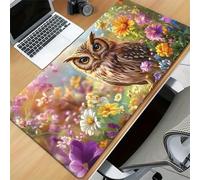 Xinyuer Alfombrilla para Ratón Gaming 600x400x2mm - Alfombra de Escritorio Grande - Flores Búho, Bordes Reforzados Anti-Desgaste y Superficie Lisa para Ratón Óptico y Láser