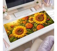 Xinyuer Alfombrilla Ratón XXL 900x300x3mm Girasoles Alfombrilla Escritorio | Mejora la Precisión y la Velocidad con Base de Goma Antideslizante y Bordes Cosidos para Oficina, Juegos