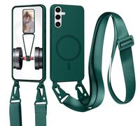 xinyunew Carga Inalámbrica Funda con Cuerda Compatible con Samsung Galaxy S26(Compatible con MagSafe Carga Inalámbrica),Ajustable Colgante Collar Correa de Cuello Cadena Cordón Case - Verde