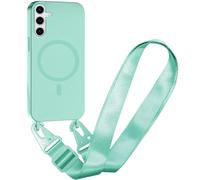 xinyunew Carga Inalámbrica Funda con Cuerda Compatible con Samsung Galaxy S26(Compatible con MagSafe),Ajustable Colgante Collar Correa de Cuello Cadena Cordón Case - Verde Claro