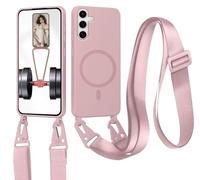 xinyunew Carga Inalámbrica Funda con Cuerda Compatible con Samsung Galaxy S26(Compatible con MagSafe Carga Inalámbrica),Ajustable Colgante Collar Correa de Cuello Cadena Cordón Case - Loto Color