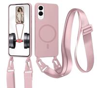 xinyunew Carga Inalámbrica Funda con Cuerda Compatible con Samsung Galaxy S26 Edge(Compatible con MagSafe Carga Inalámbrica),Ajustable Colgante Collar Correa de Cuello Cadena Cordón Case - Loto Color