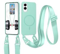xinyunew Carga Inalámbrica Funda con Cuerda Compatible con Samsung Galaxy S26 Edge(Compatible con MagSafe Carga Inalámbrica),Ajustable Colgante Collar Correa de Cuello Cadena Cordón Case - Verde Claro