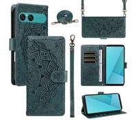 xinyunew Funda Cartera para Sony Xperia 10 VII, Funda Libro de Cuero con Tarjetero, Cremallera, Correa Bandolera, Magnético, Soporte, Carcasa Antigolpes Elegante para Mujer,Verde