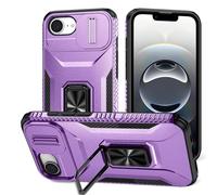 xinyunew Funda Compatible con iPhone 16E/iPhone 17E,Armor Carcasa con 360 Grados Anillo iman Soporte Hard PC Silicona TPU Bumper Antigolpes Case para iPhone 16E/iPhone 17E -Morado