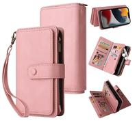 xinyunew Funda Compatible con Xiaomi Poco C71/Redmi A5 4G(171),Tapa de Cuero PU Carcasa con [15 Ranura para Tarjeta] [Soporte Plegable] [Capa Tipo Flip Case Wallet] Phone Cover Protector,Rosa