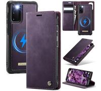 xinyunew Funda Cuero Genuino Desmontable para Samsung Galaxy S20, Funda Billetera Folio Magnético RFID Bloqueo Tarjetas Ranuras, Carcasa de Piel Libro,Violeta