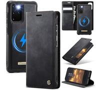 xinyunew Funda Cuero Genuino Desmontable para Samsung Galaxy S20 Plus, Funda Billetera Folio Magnético RFID Bloqueo Tarjetas Ranuras, Carcasa de Piel Libro,Negro