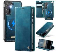 xinyunew Funda Cuero Genuino Desmontable para Samsung Galaxy S23 Plus, Funda Billetera Folio Magnético RFID Bloqueo Tarjetas Ranuras, Carcasa de Piel Libro,Verde