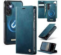 xinyunew Funda Cuero Genuino Desmontable para Samsung Galaxy S26 Plus, Funda Billetera Folio Magnético RFID Bloqueo Tarjetas Ranuras, Carcasa de Piel Libro,Verde