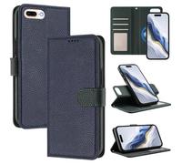 xinyunew Funda Magnética de Cuero Genuino 2 en 1 para iPhone 7 Plus/iPhone 8 Plus,Estuche Magnético [Bloqueo RFID][Función Stand] Funda Tipo Billetera de Cuero Desmontable Leather Case,Azul