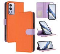 xinyunew Funda Magnética de Cuero Genuino 2 en 1 para OPPO A3 Pro/OPPO A3,Estuche Magnético [Bloqueo RFID][Función Stand] Funda Tipo Billetera de Cuero Desmontable Leather Case,Naranja