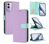 xinyunew Funda Magnética de Cuero Genuino 2 en 1 para OPPO A3 Pro/OPPO A3,Estuche Magnético [Bloqueo RFID][Función Stand] Funda Tipo Billetera de Cuero Desmontable Leather Case,púrpura