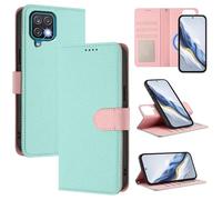 xinyunew Funda Magnética de Cuero Genuino 2 en 1 para Samsung Galaxy A12 5G/4G/M12/F12,Estuche Magnético [Bloqueo RFID][Función Stand] Funda Tipo Billetera de Cuero Desmontable Leather Case,Verde